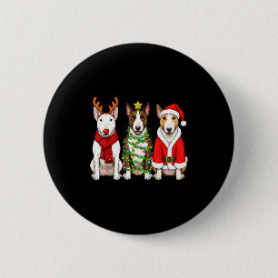 Retro Christmas Bull Terrier Santa Reindeer Dog Lo 6 Cm Round Badge