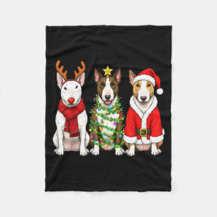 Retro Christmas Bull Terrier Santa Reindeer Dog Lo Fleece Blanket