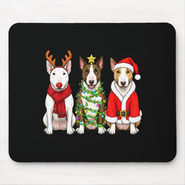 Retro Christmas Bull Terrier Santa Reindeer Dog Lo Mouse Mat (Front)