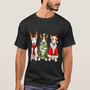 Retro Christmas Bull Terrier Santa Reindeer Dog Lo T-Shirt