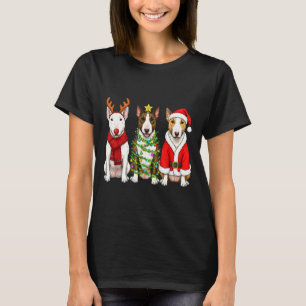 Retro Christmas Bull Terrier Santa Reindeer Dog Lo T-Shirt