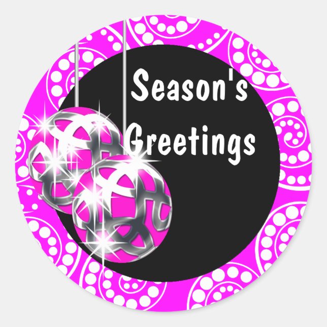 Retro Christmas business family PERSONALIZE Classic Round Sticker (Front)