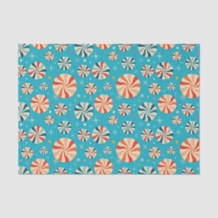 Retro Christmas Candy Cane Blue  Tissue Paper