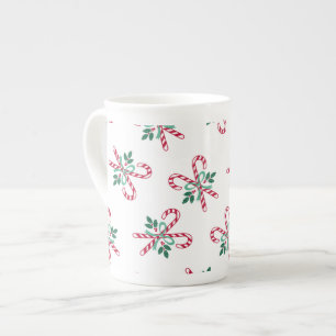 retro christmas candy cane bone china mug