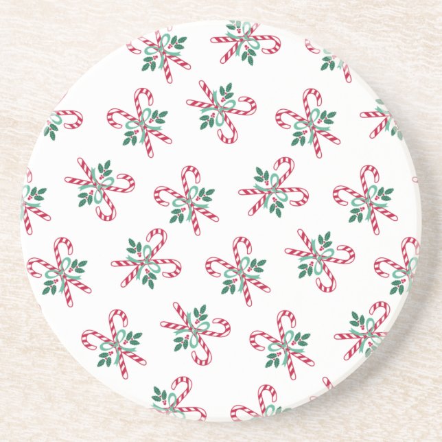 retro christmas candy cane coaster (Front)
