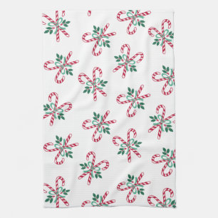 retro christmas candy cane tea towel