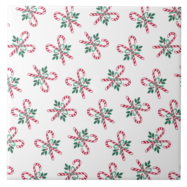 retro Christmas candy canes Tile (Front)