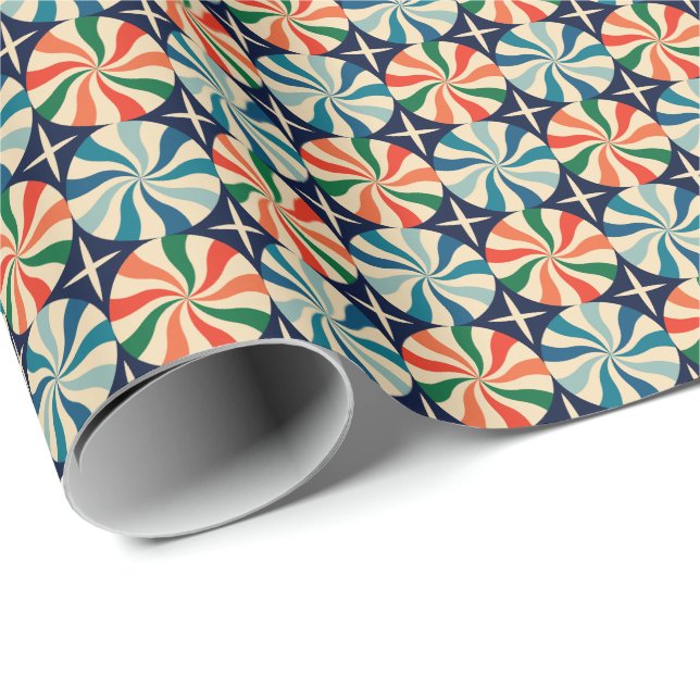 Retro Christmas Candy Pattern Wrapping Paper (Roll Corner)
