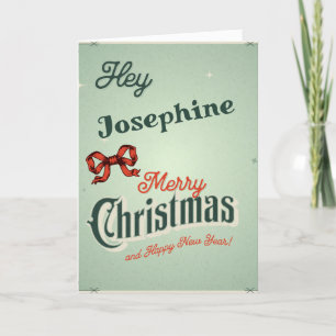 Retro Christmas Card Editable name on front