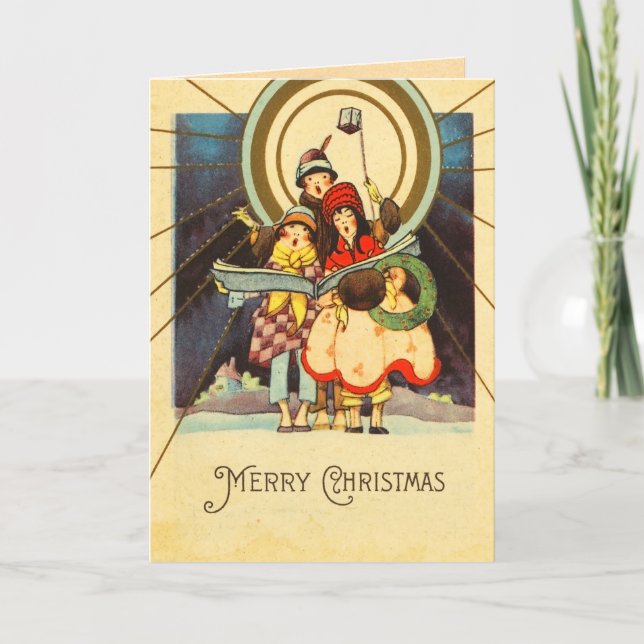 Retro Christmas Carol Card (Front)