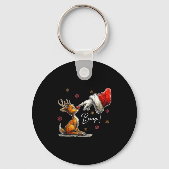 Retro Christmas Cartoon Boop, Christmas Reindeer  Key Ring (Front)