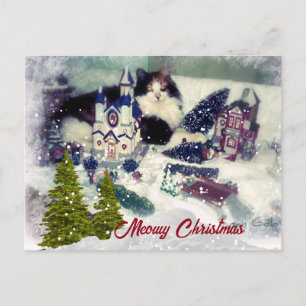 Retro Christmas Cat / Cat Lover Holiday  Postcard