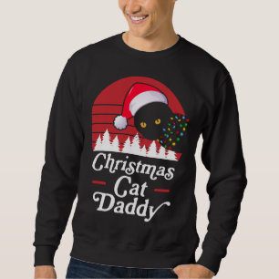 Retro Christmas Cat with Christmas Necklace Lights Sweatshirt