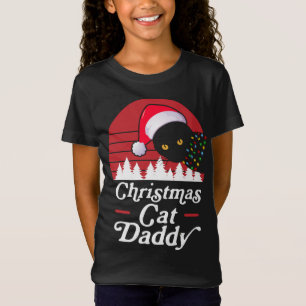Retro Christmas Cat with Christmas Necklace Lights T-Shirt