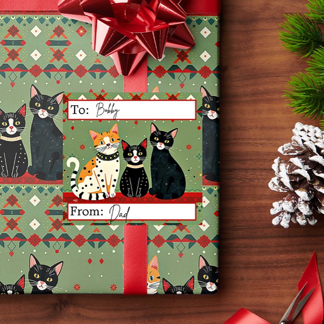 Retro Christmas cats gift tag Post-it Notes (Creator Uploaded)