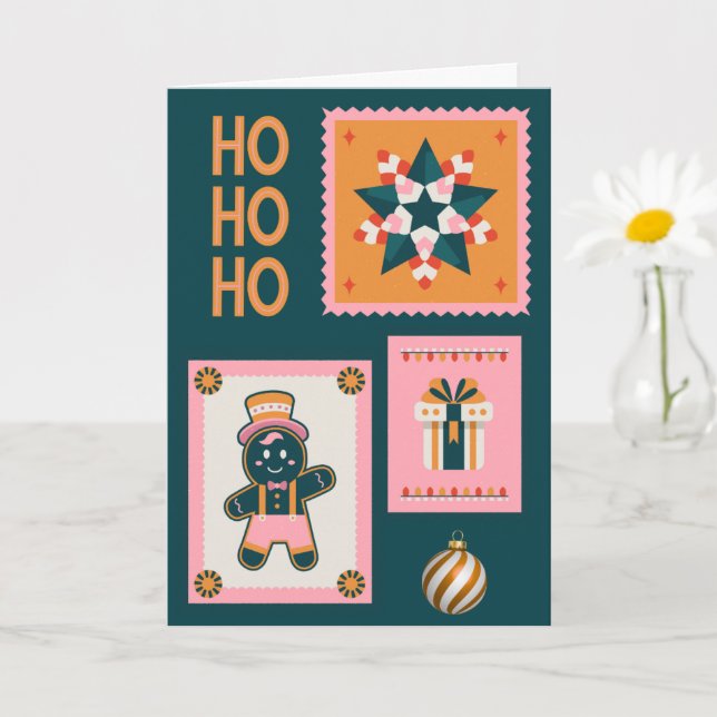 Retro Christmas Cheer Card – Gingerbread Man, Cand (Small Plant)