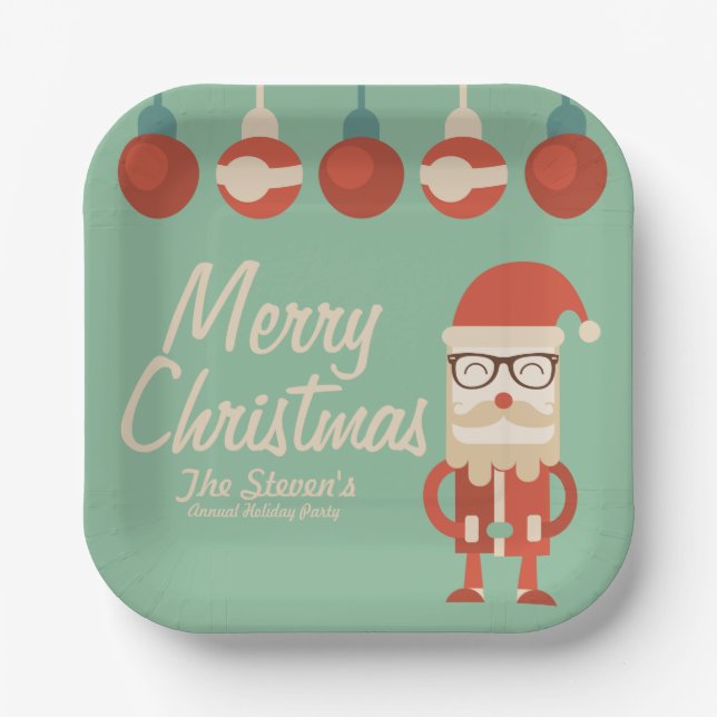 Retro Christmas Cheer! Paper Plate (Front)