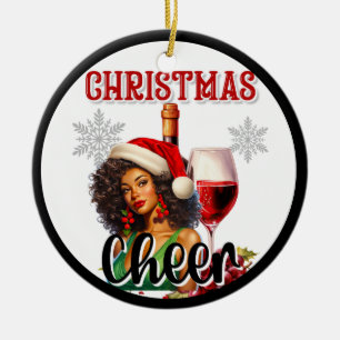 Retro Christmas Cheer Pinup Ceramic Tree Decoration