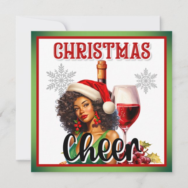 Retro Christmas Cheer Pinup Holiday Card (Front)