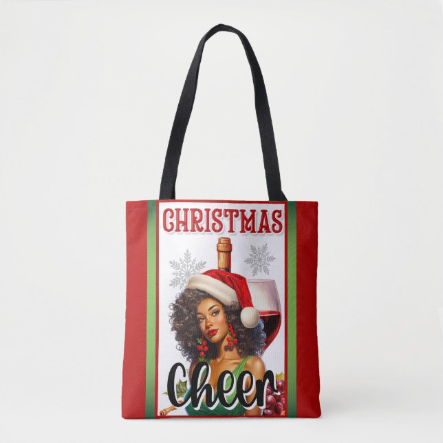 Retro Christmas Cheer Pinup Tote Bag (Front)