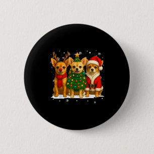 Retro Christmas Chihuahua Santa Reindeer Dog Lover 6 Cm Round Badge