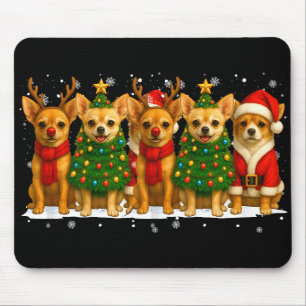 Retro Christmas Chihuahua Santa Reindeer Dog Lover Mouse Mat