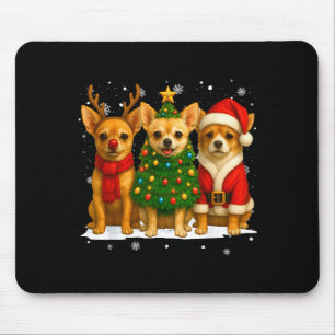 Retro Christmas Chihuahua Santa Reindeer Dog Lover Mouse Mat