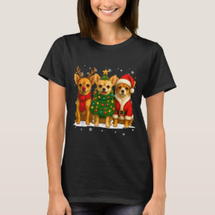 Retro Christmas Chihuahua Santa Reindeer Dog Lover T-Shirt