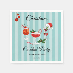 Retro Christmas Cocktail Holiday Party Napkin