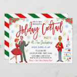 Retro Christmas Cocktail Party Invitation<br><div class="desc">Fun Retro Vintage Christmas Cocktail Party Gift Invitation Editable Template. Use this holiday retro Christmas party invitation for your festive holiday event</div>