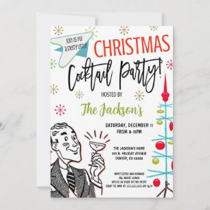 Retro Christmas Cocktail Party Invitation