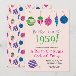 Retro Christmas Cocktail Party Vintage Holiday Invitation