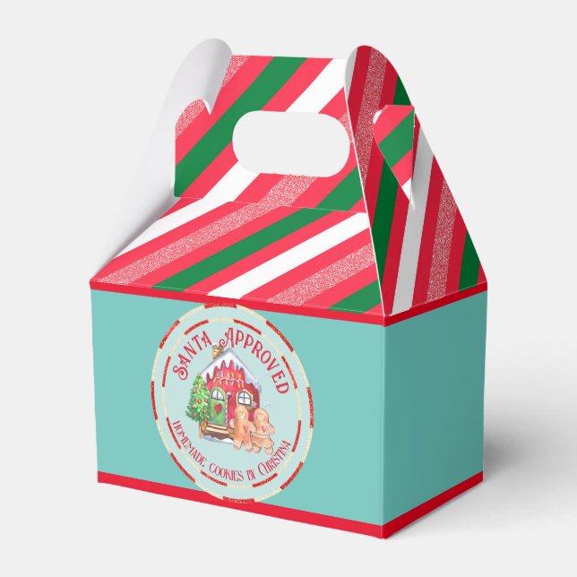 Retro Christmas Cookies Santa Approved Gingerbread Favour Box (Front Side)