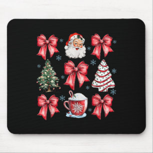 Retro Christmas Coquette Bow Santa Coffee Cake Hol Mouse Mat