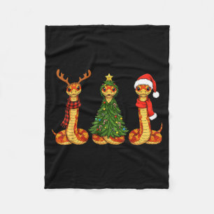Retro Christmas Corn Snake Santa Reindeer Fleece Blanket