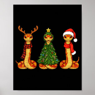 Retro Christmas Corn Snake Santa Reindeer  Poster