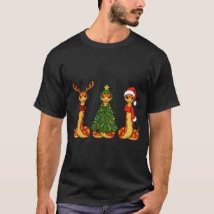 Retro Christmas Corn Snake Santa Reindeer  T-Shirt