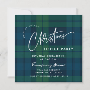 Retro Christmas Corporate Plaid Holiday Party Invitation
