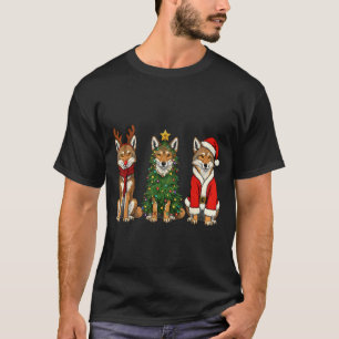 Retro Christmas Coyote Santa Reindeer  T-Shirt