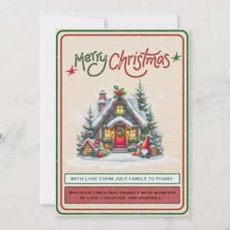 🎄Retro Christmas Cozy Snow House Holiday Card