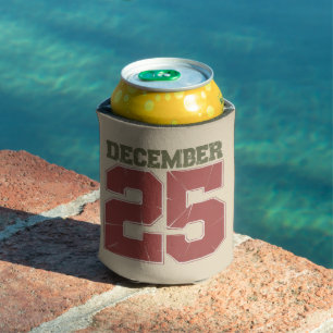 Retro Christmas December 25 Holiday Winter Can Cooler