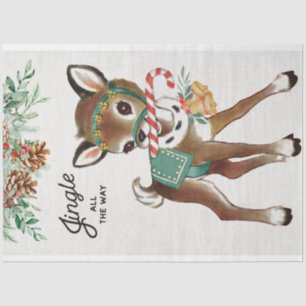 Retro Christmas Deer and Candy Cane Tissue Paper