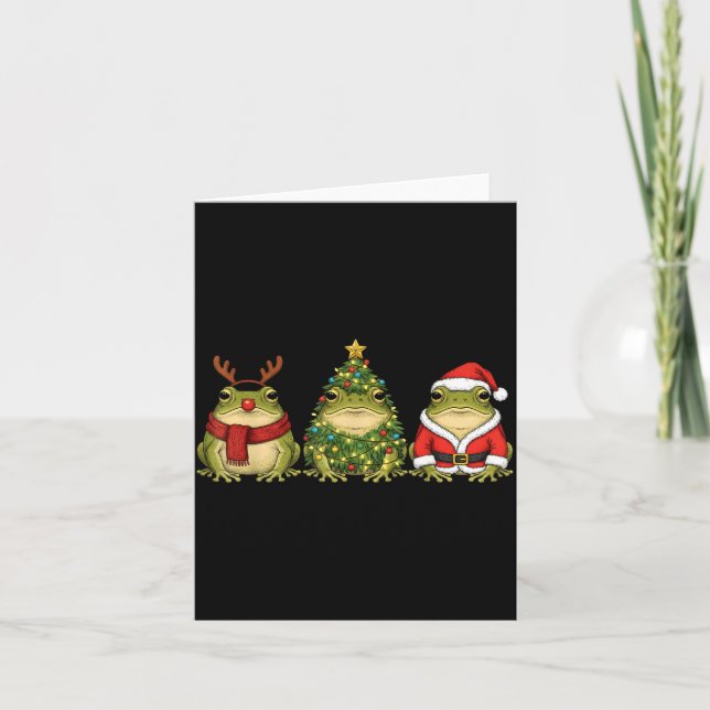 Retro Christmas Desert Rain Frog Santa Reindeer  Card (Front)