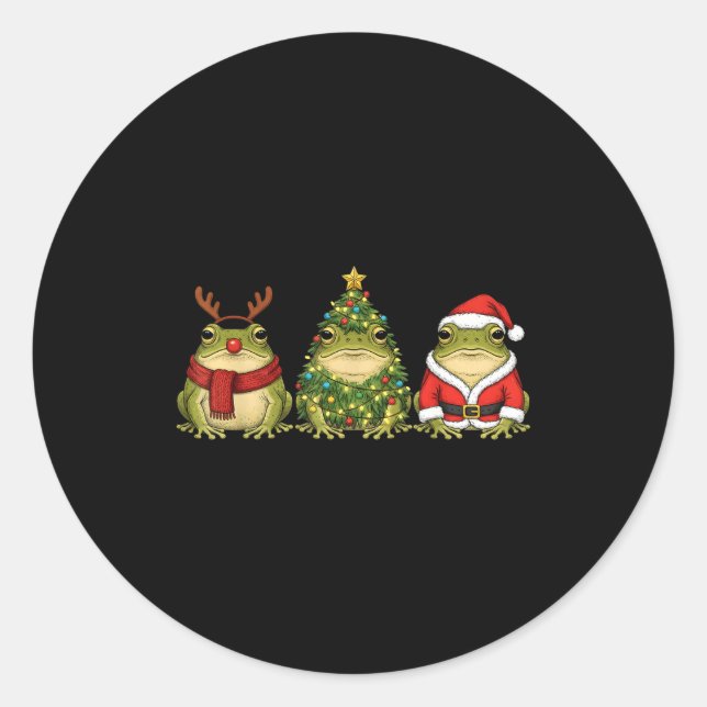 Retro Christmas Desert Rain Frog Santa Reindeer  Classic Round Sticker (Front)