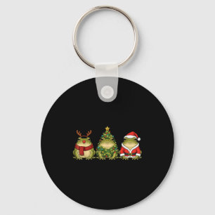 Retro Christmas Desert Rain Frog Santa Reindeer Key Ring