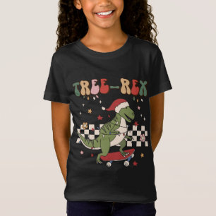 Retro Christmas Dinosaur Tree Rex Pyjamas Trex Ska T-Shirt
