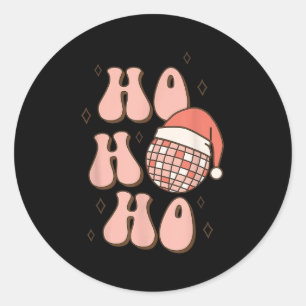 Retro Christmas Disco Ball Groovy Ho Ho Ho Santa H Classic Round Sticker