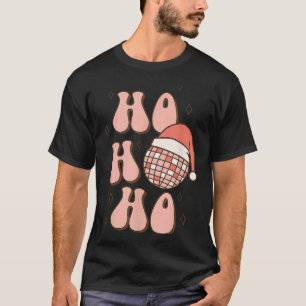 Retro Christmas Disco Ball Groovy Ho Ho Ho Santa H T-Shirt
