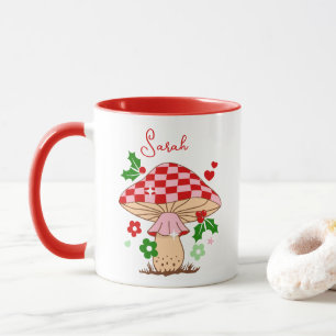 Retro Christmas Disco Ball Mushroom Mug
