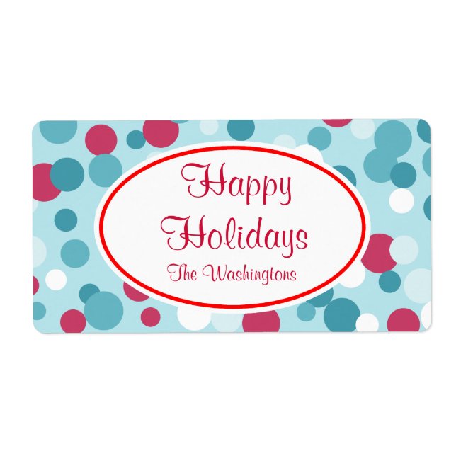 Retro Christmas Dots Labels (Front)